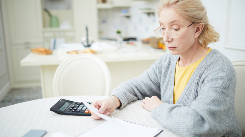 patient checking her bills